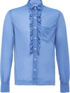 Prada Ruffle-trimmed Shirt In Blue