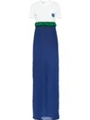 PRADA LONG RUFFLE-TRIM DRESS