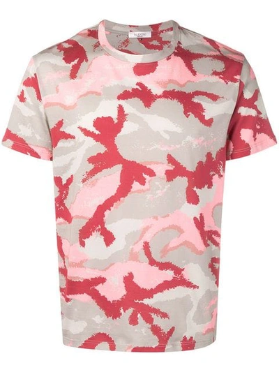 Valentino Camouflage Art-print Cotton-jersey T-shirt In Red