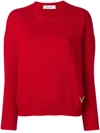 VALENTINO VALENTINO 圆领羊绒毛衣 - 红色