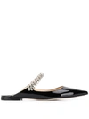 Jimmy Choo Bing Embellished Patent Leather Slides In Black