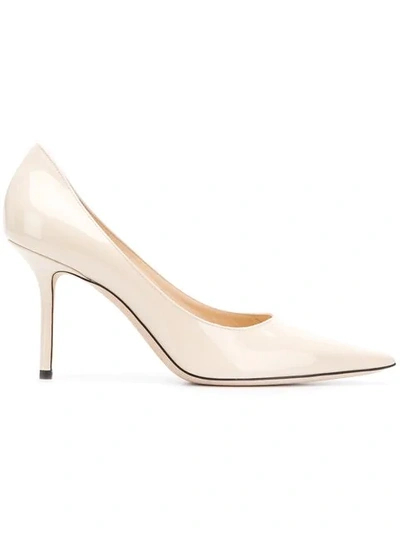 Jimmy Choo 100mm Love Patent Leather Pumps In Neutrals