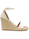 Valentino Garavani Rockstud Espadrille Wedges In White