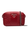 PRADA RED DIAGRAM MEDIUM QUILTED LEATHER CROSS BODY BAG