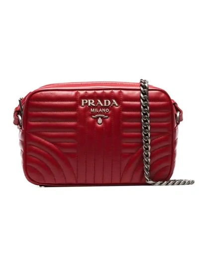 Prada Red Diagram Medium Quilted Leather Cross Body Bag