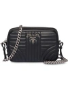 Prada Black Diagram Quilted Leather Cross Body Bag