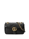 GUCCI GUCCI BLACK MARMONT QUILTED LEATHER SHOULDER BAG