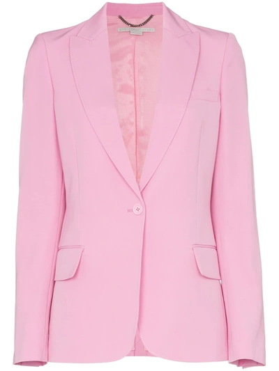 Stella Mccartney One-button Peak-lapel Classic Wool Blazer In Pink