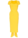 Stella Mccartney Amal Stretch Cady Cap Sleeve Dress In Yellow
