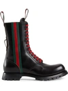 GUCCI LEATHER ARLEY WEB BOOTS