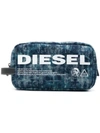 DIESEL ZIPPED POUCH IN LASERED DENIM