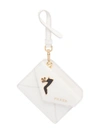 PRADA PRADA SAFFIANO MINI KEYCHAIN TRICK - WHITE