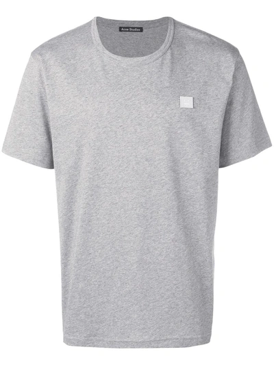 Acne Studios Womens Light Grey Melange Ellison Patch-embroidered Cotton T-shirt L