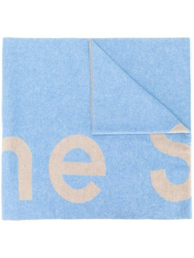 Acne Studios Toronto Logo-intarsia Wool-blend Scarf In Blue