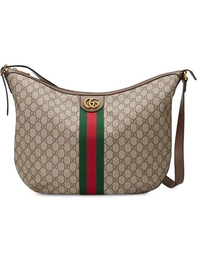 Gucci Borsa Spalla "ophidia Gg" Piccola In Brown