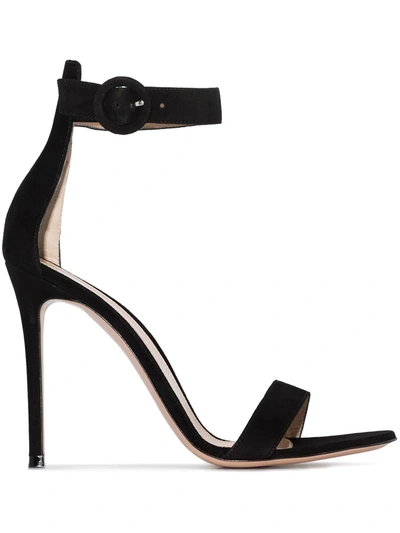 Gianvito Rossi Portofino 105mm Suede Sandals In Black