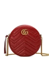 Gucci Gg Marmont Mini Leather Round Shoulder Bag In Red