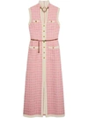 GUCCI LONG TWEED DRESS WITH CHAIN BELT
