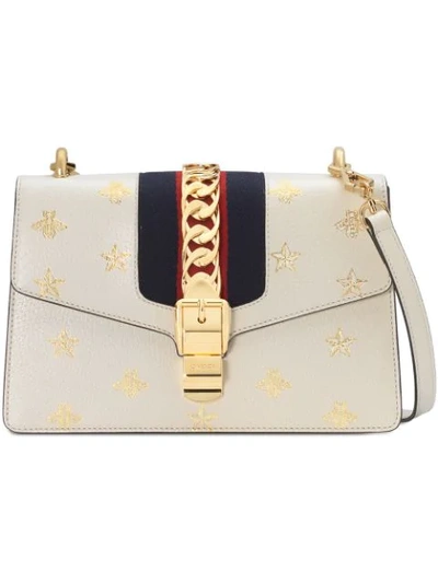 Gucci Sylvie Bee Star小号单肩包 - 白色 In White