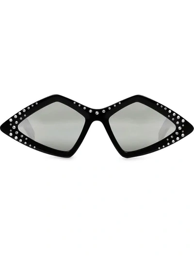 Gucci Diamond-frame Sunglasses With Crystals In Black