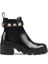 Gucci Trip Embellished Leather Chelsea Boots In Nero