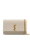 Saint Laurent Kate Small Ysl Monogram Grain De Poudre Crossbody Bag On Chain In White