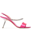 ALCHIMIA DI BALLIN PINK PETHIA 80 SILK SATIN LEATHER SANDALS