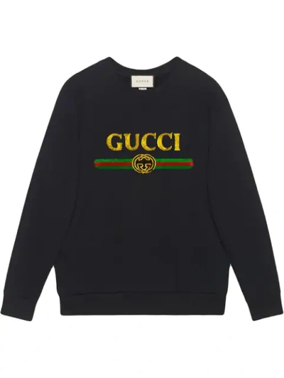 Gucci Black Sequin-embellished Cotton Sweatshirt In 1226 Black/ Yellow/ Mc