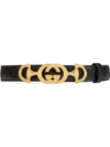 GUCCI LEATHER BELT WITH INTERLOCKING G HORSEBIT