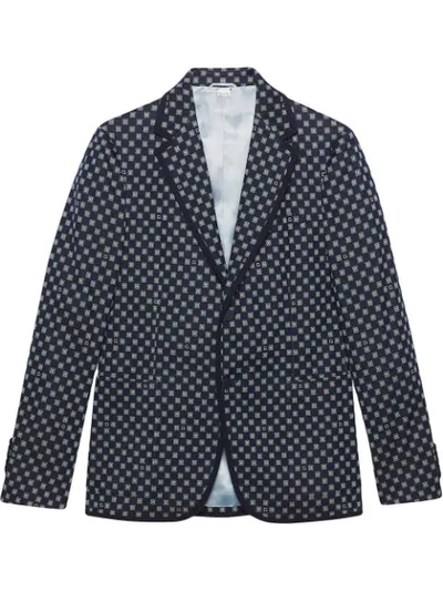 Gucci Men's Interlocking Logo Two-button Jacket In Blue