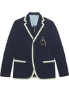 Gucci Cotton Wool Jacket With Anchor Crest In Blue