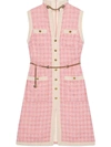 GUCCI SHORT TWEED DRESS WITH CHAIN BELT