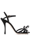 DOLCE & GABBANA BLACK 105 CRYSTAL EMBELLISHED SUEDE SANDALS