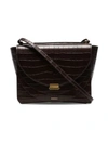 WANDLER BROWN LUNA MOCK CROC LEATHER SHOULDER BAG