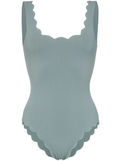 Marysia Palm Springs Maillot Scallop Trim Swimsuit In Blue