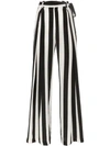 WE ARE LEONE TIE WAIST STRIPED SILK TROUSERS