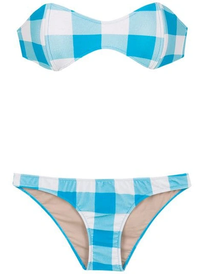 Adriana Degreas Checked Sleeveless Bikini Set In Blue