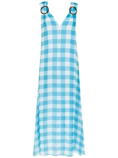 Adriana Degreas Long Checked Dress In Blue