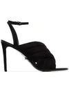 BALMAIN BLACK JANEL 95 SUEDE SANDALS