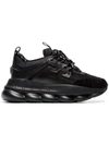 VERSACE black Chain Reaction chunky faux leather sneakers