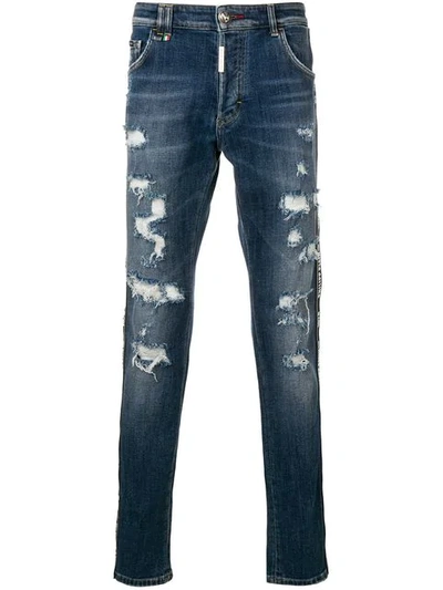 Philipp Plein Distressed Skinny Jeans In 14kb Brooklyn