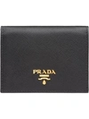 Prada Small Saffiano Leather Snap Wallet In White