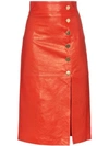 SKIIM LUCY BUTTON DOWN LEATHER MIDI SKIRT