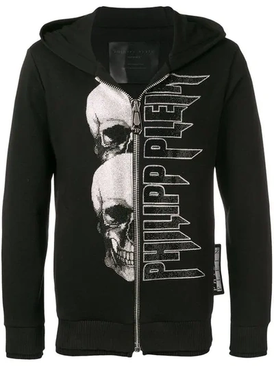 Philipp Plein Logo Gem Embellished Hoodie In Black