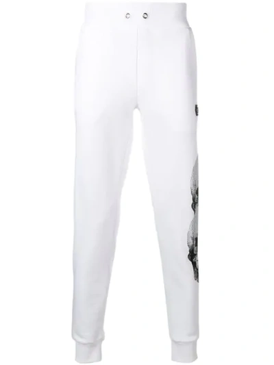 Philipp Plein 侧饰骷髅头与logo运动裤 - 白色 In White