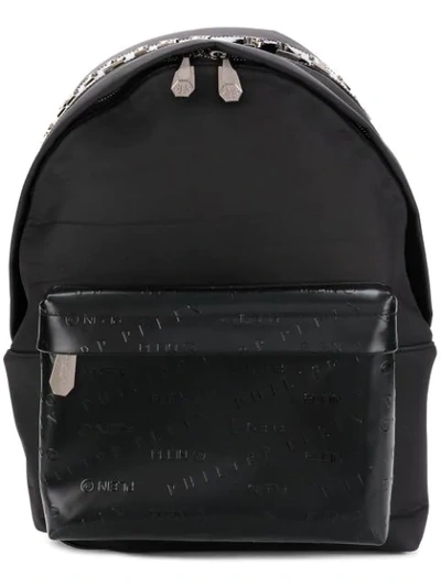 Philipp Plein Logo Embossed Backpack In Black