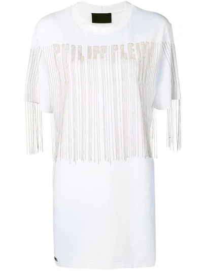 Philipp Plein 珠饰logo T恤连衣裙 - 白色 In White