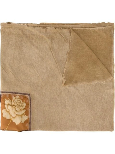 Avant Toi Rose Print Scarf In Neutrals