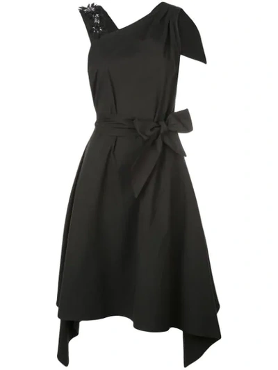 Josie Natori Belted Dress In Black