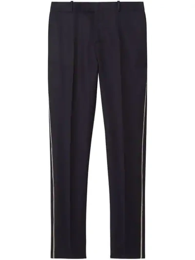 Burberry Slim Fit Bullion Stripe Wool Twill Tailored Trousers In Blue